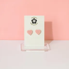 Heart Stud Earrings - Dusty pink