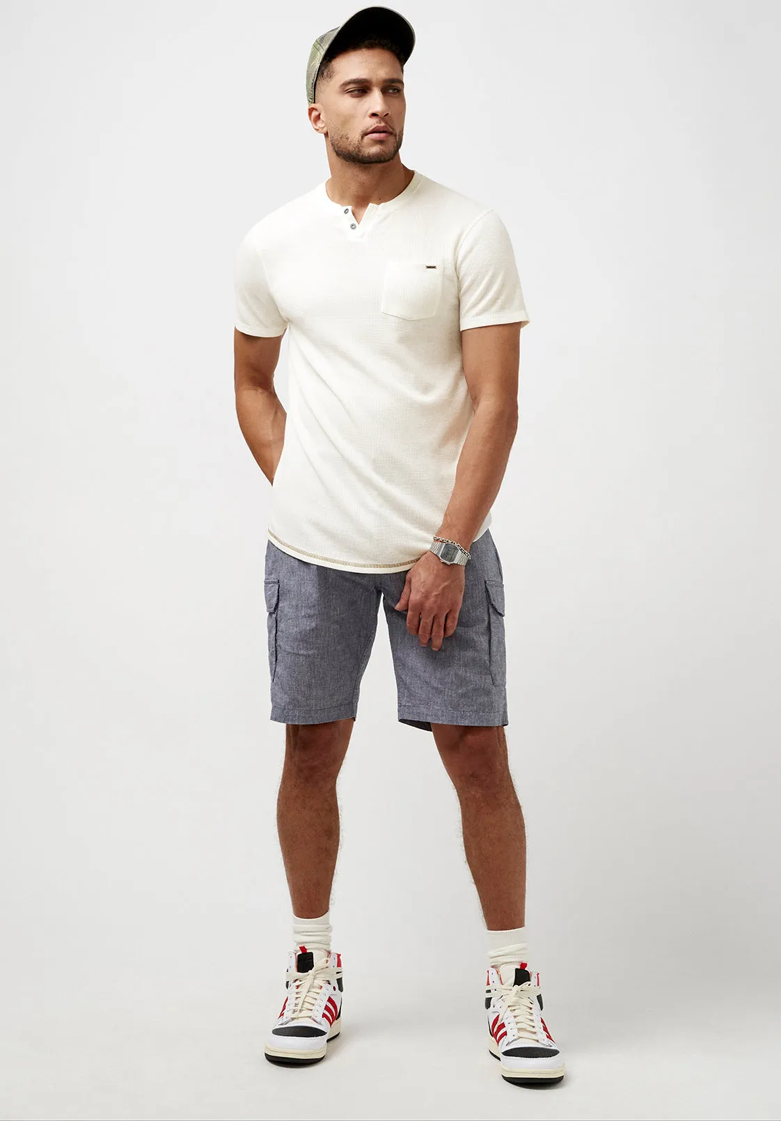 Kadya Waffle Knit White T-Shirt - BM23844