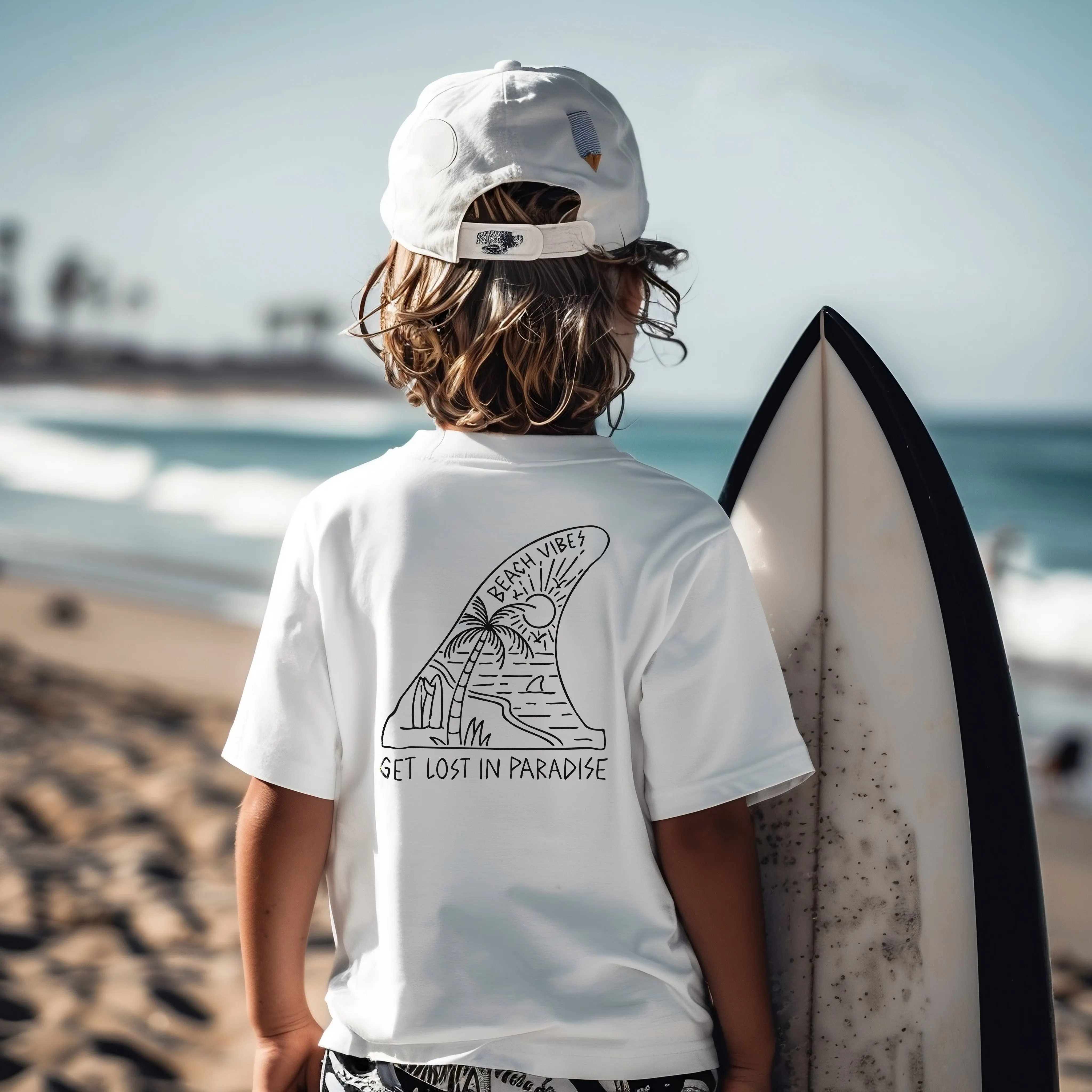 Kid's White Get Lost in Paradise Surf T-shirt