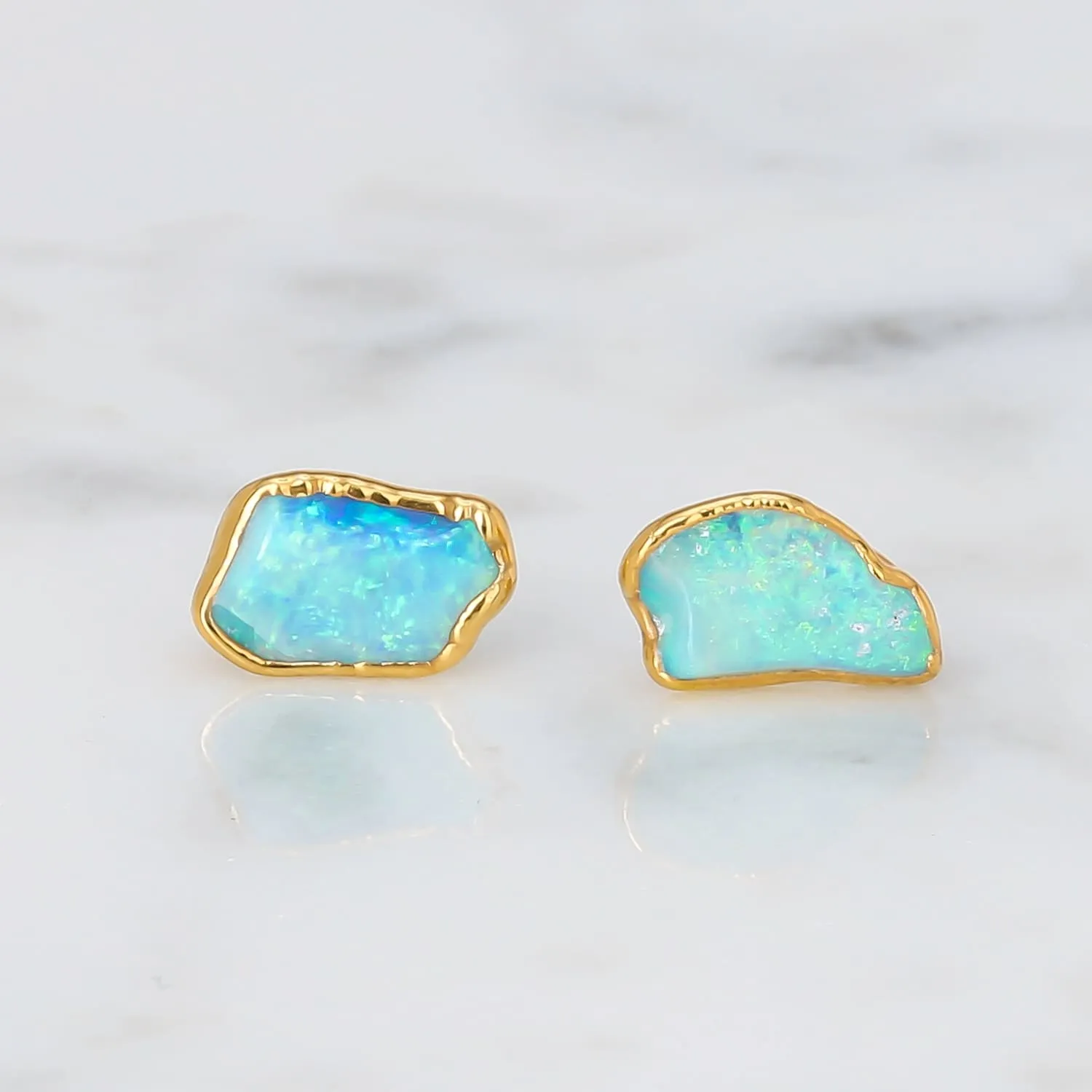 Large Raw Australian Opal Stud Earrings