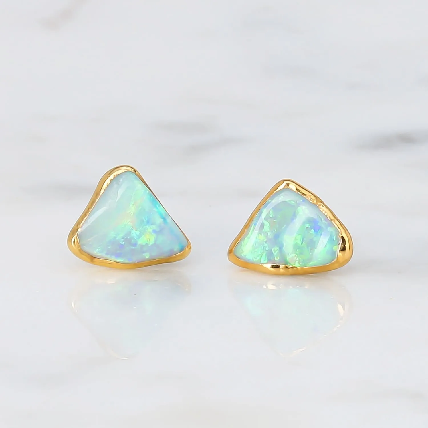 Large Raw Australian Opal Stud Earrings