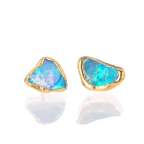 Large Raw Australian Opal Stud Earrings