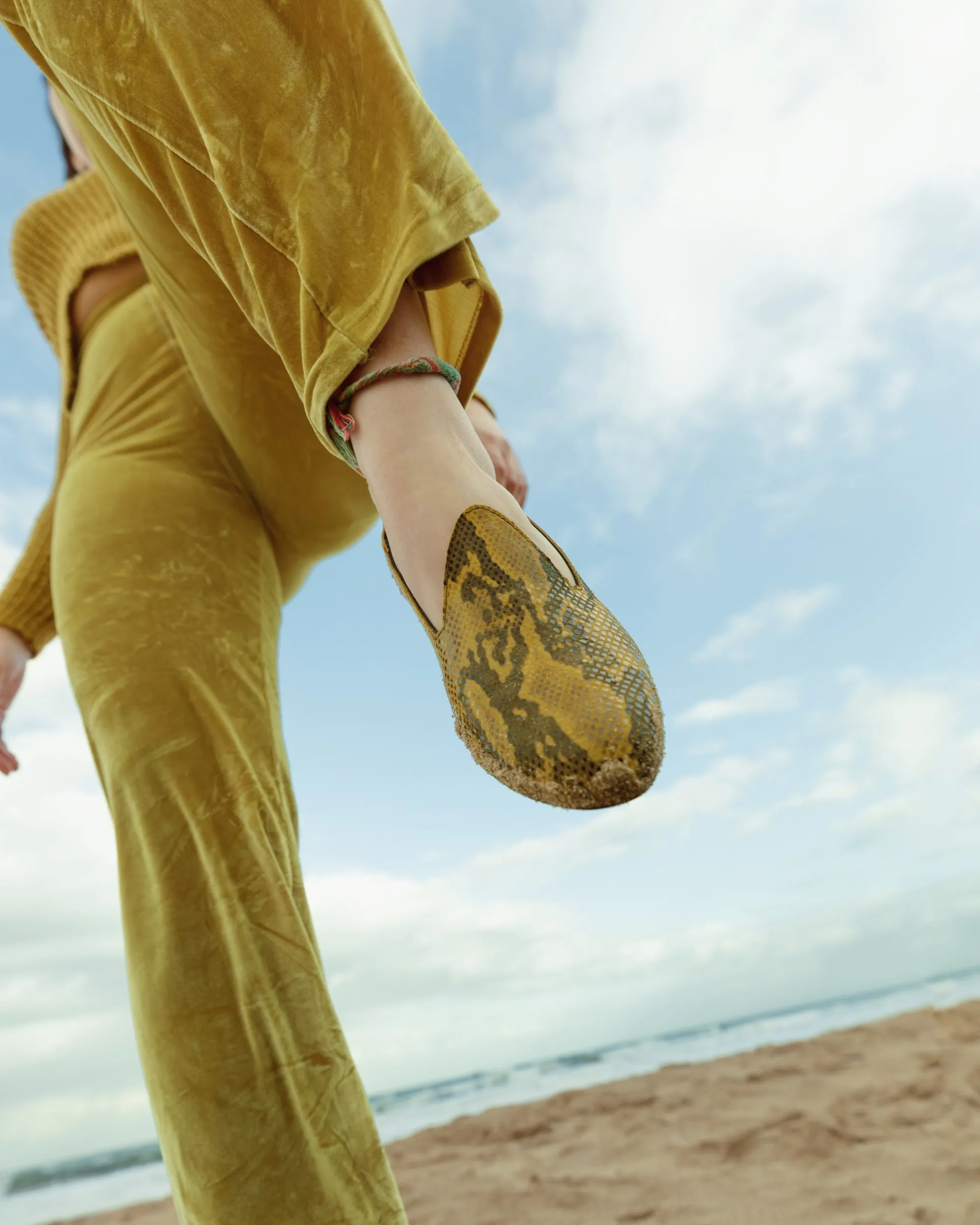 Leather Slide Loafer in Yellow