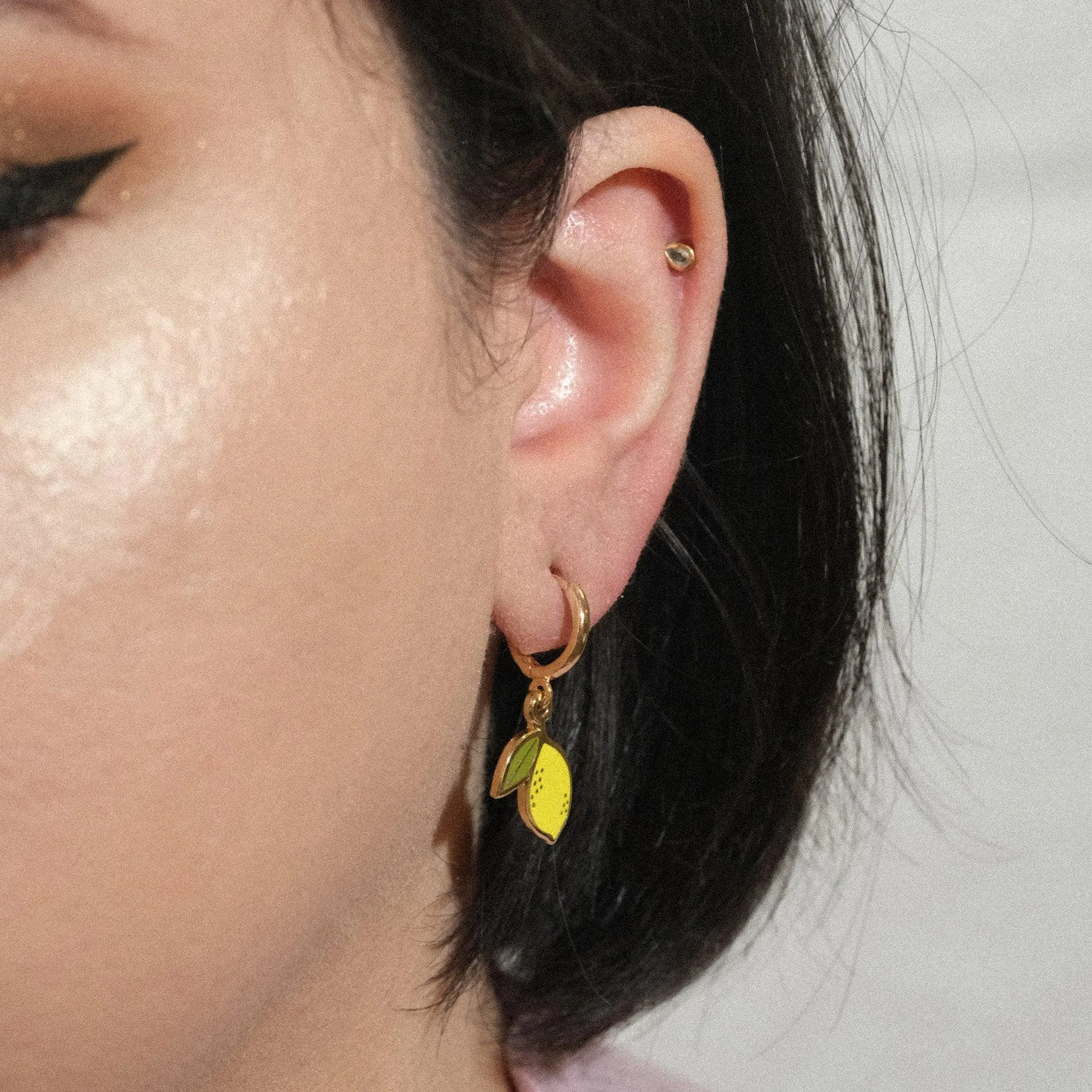 Lemon Huggie Hoop Earrings