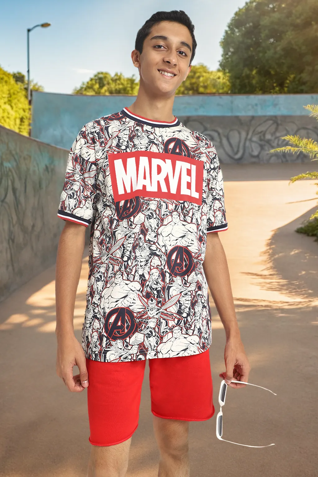 Marvel White Oversized Graphic Printed T-shirt