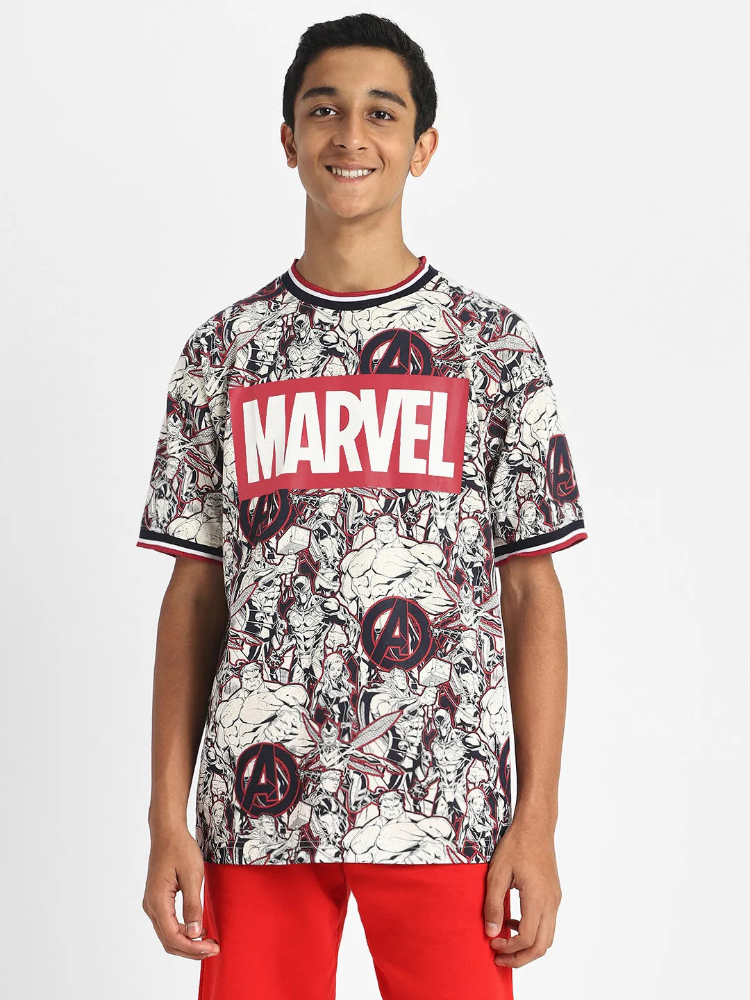 Marvel White Oversized Graphic Printed T-shirt