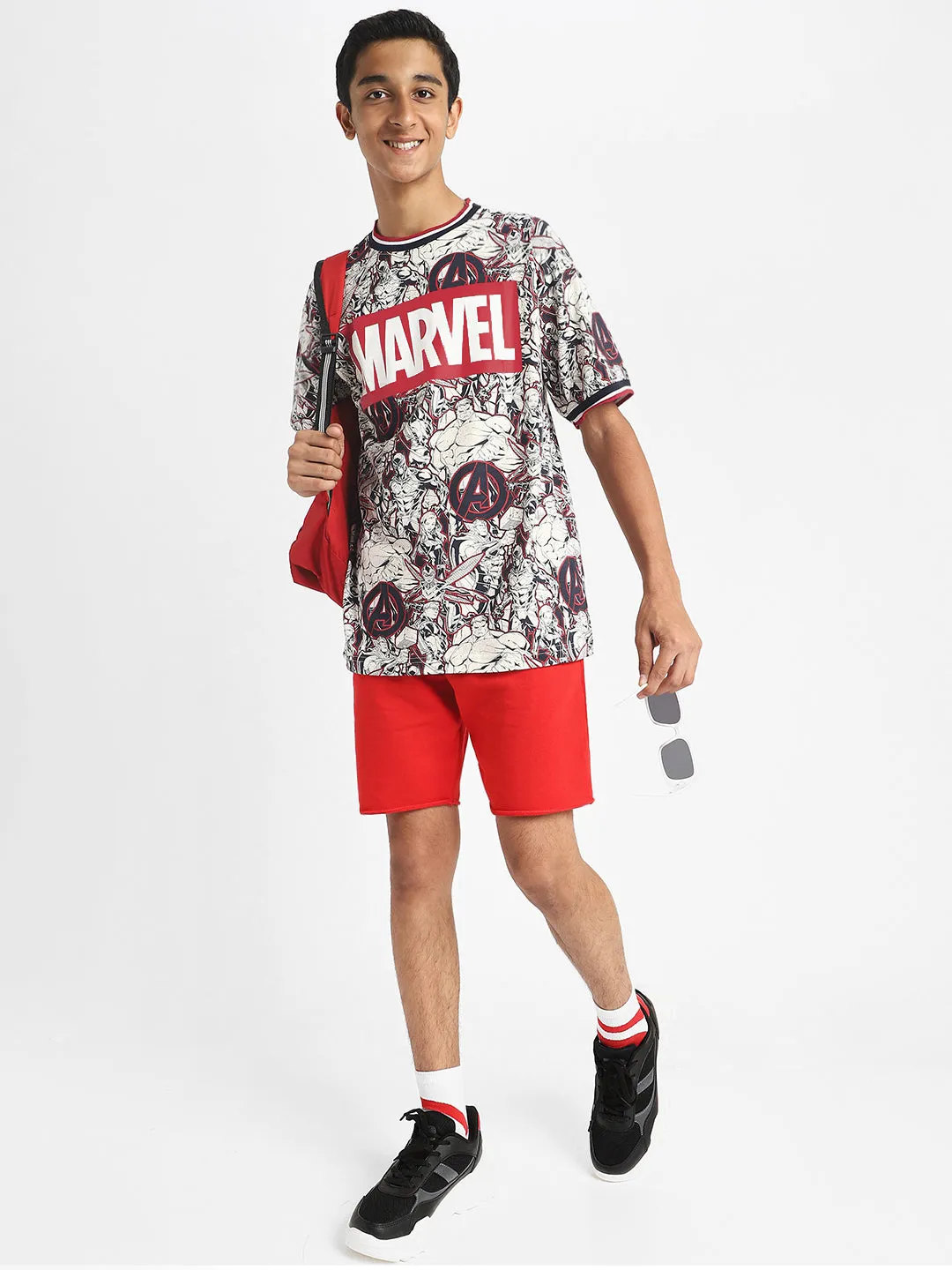 Marvel White Oversized Graphic Printed T-shirt