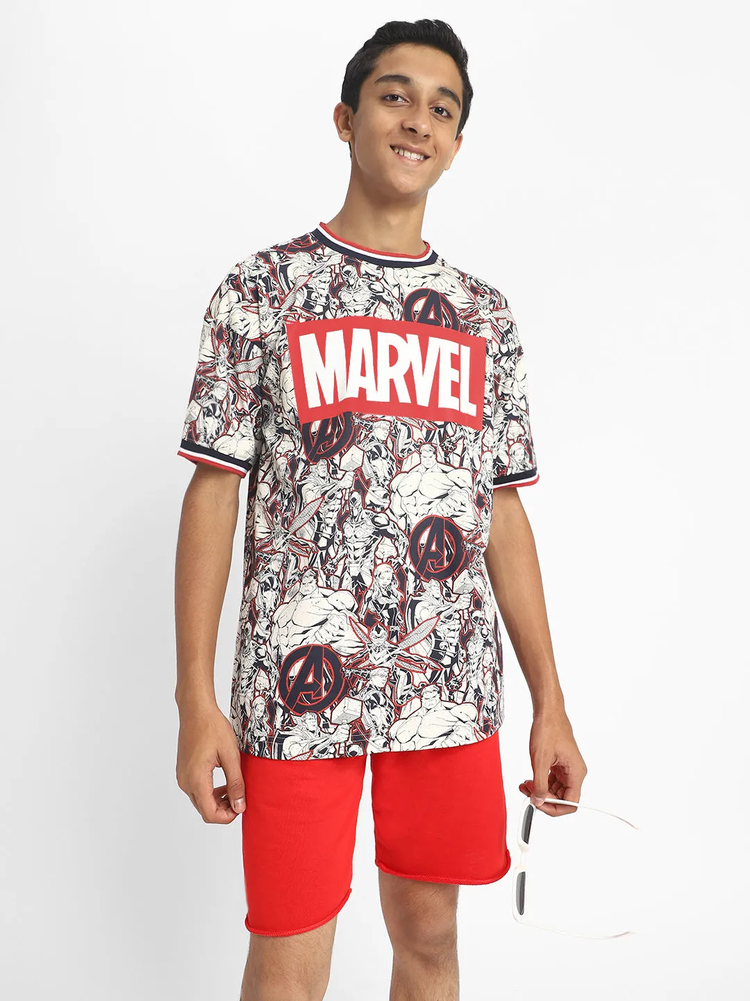 Marvel White Oversized Graphic Printed T-shirt