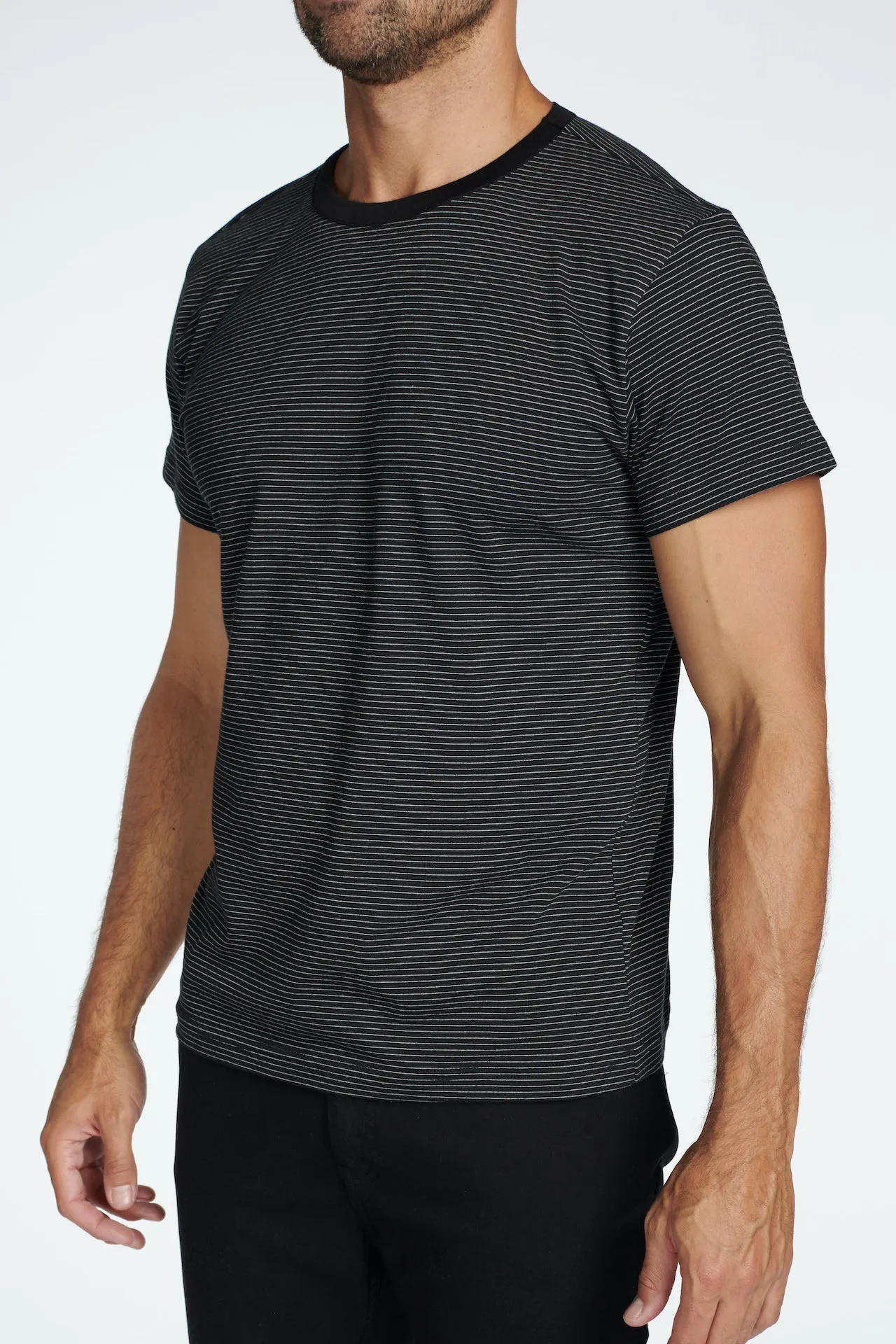 Men's Relaxed Contrast Crew Neck Stripe Tee