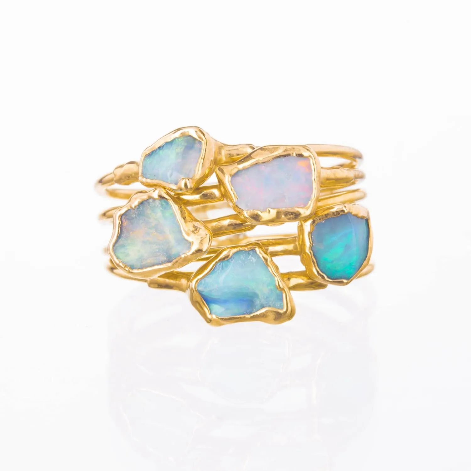 Mini Raw Australian Opal Ring in Sterling Silver