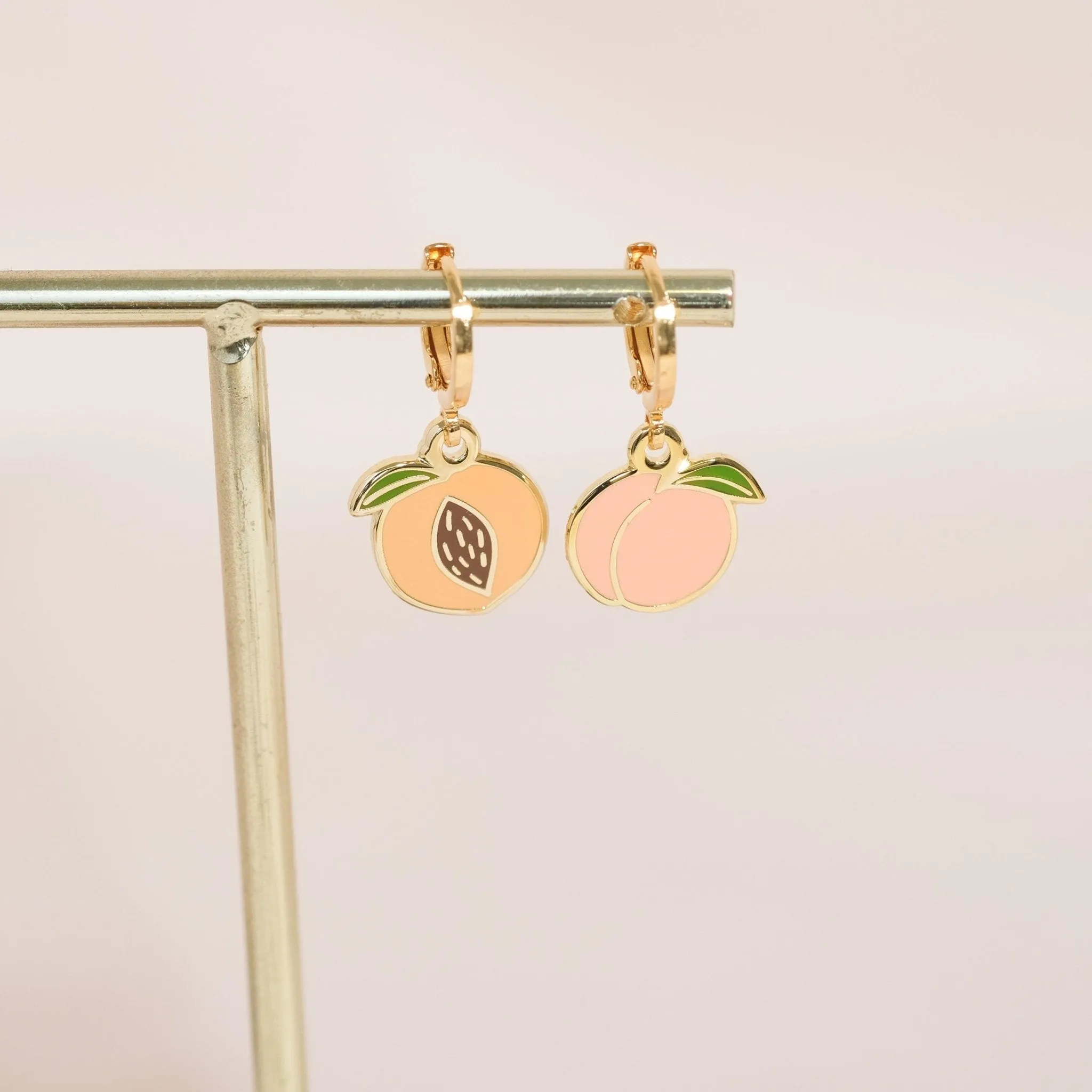 Mis-matched Peach Huggie Hoop Earrings