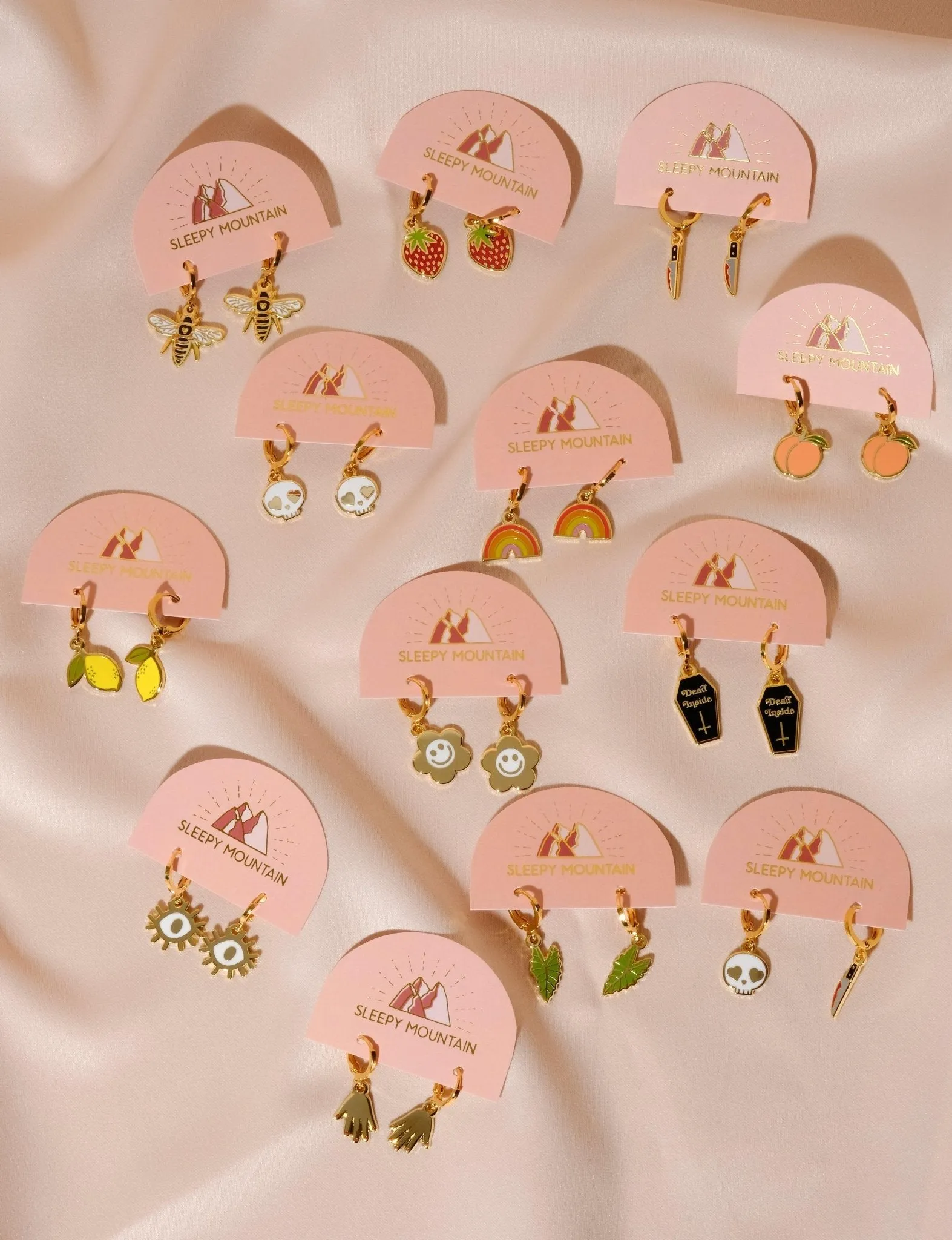 Mis-matched Peach Huggie Hoop Earrings