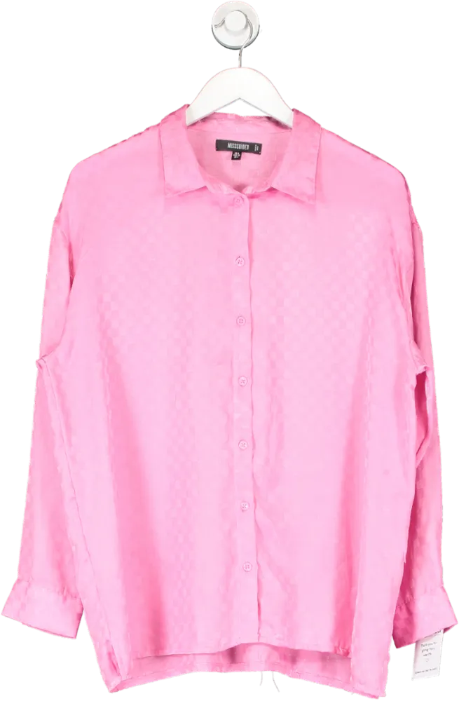 Missguided Pink Satin Checkerboard Shirt UK 8