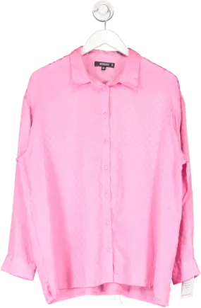 Missguided Pink Satin Checkerboard Shirt UK 8