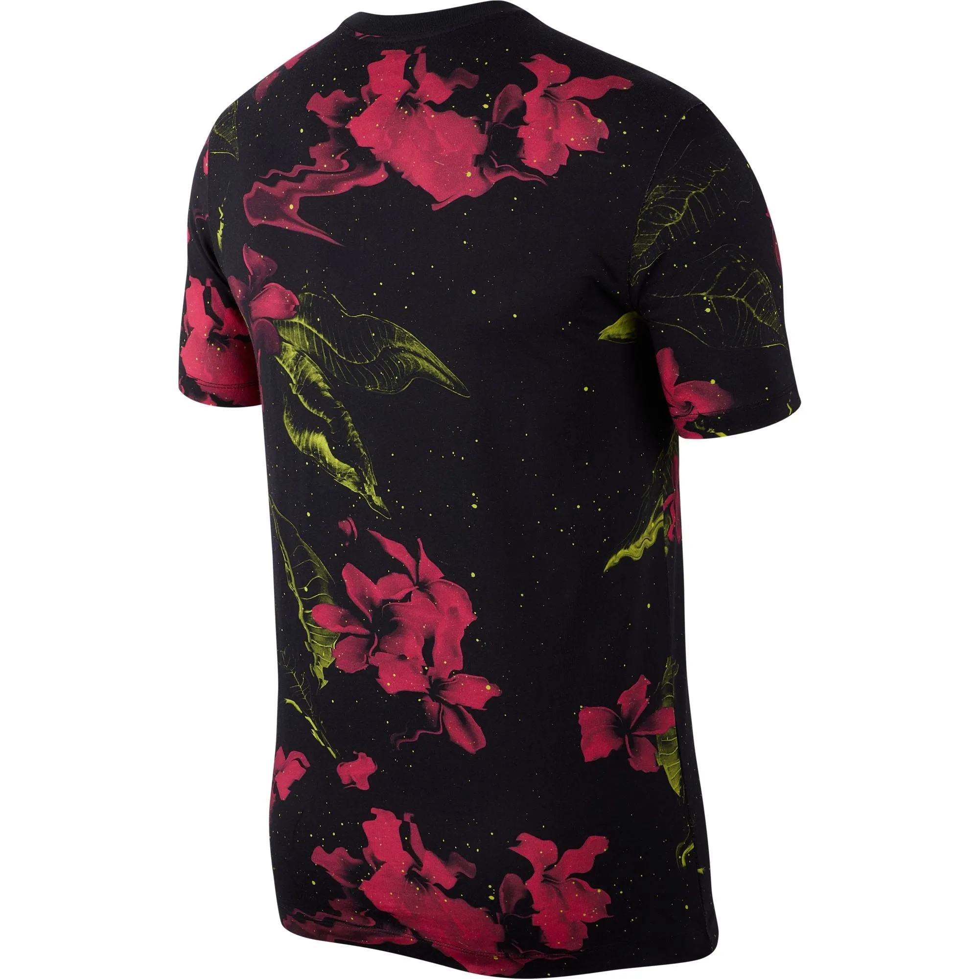 Nike Futura Floral Pink Limeade Print Men's Tee Black