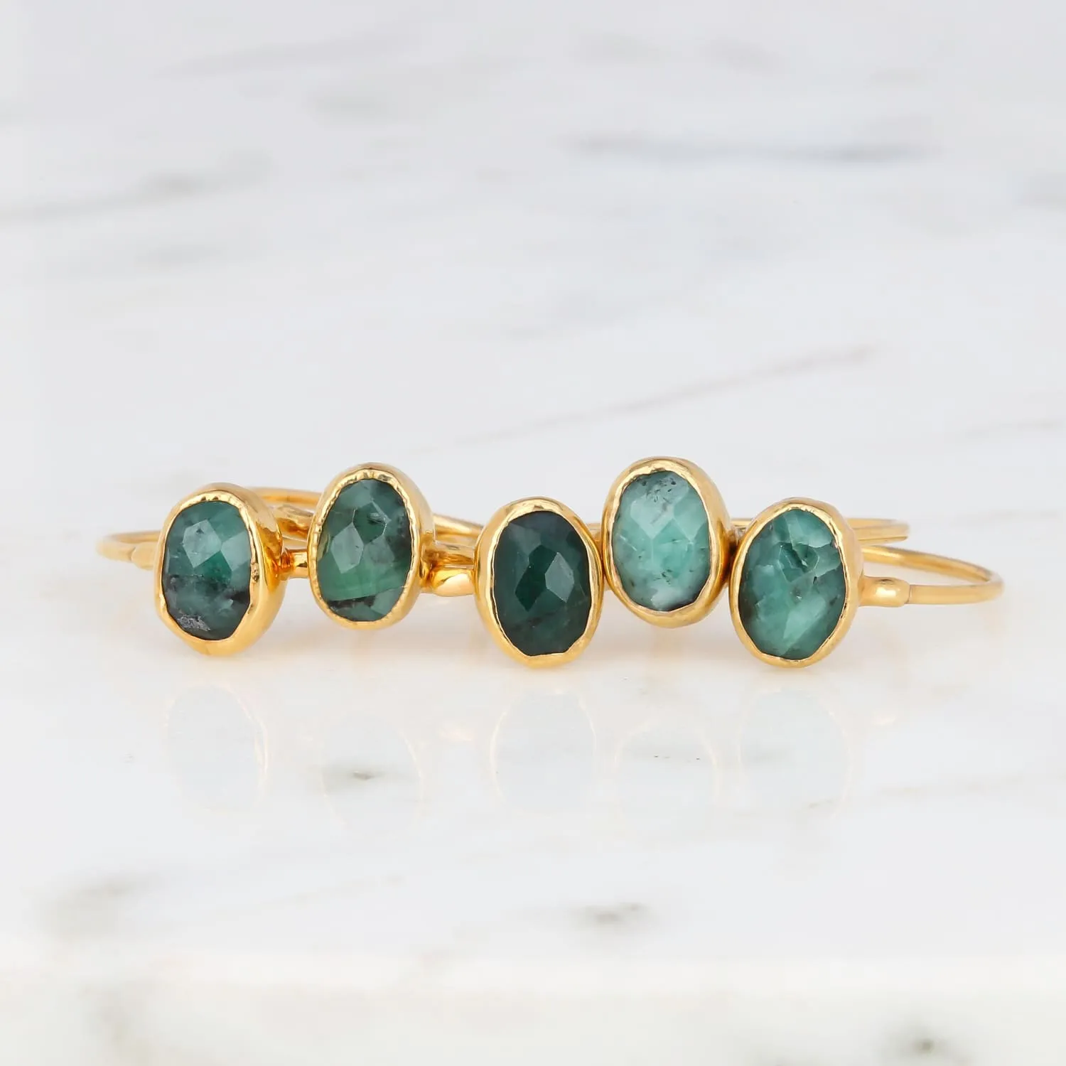 Oval Rosecut Raw Emerald Ring