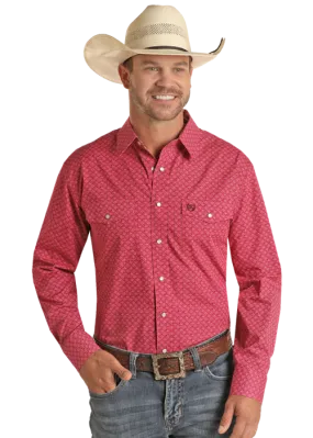 'Panhandle' Men's Geo Print Button Down - Pink