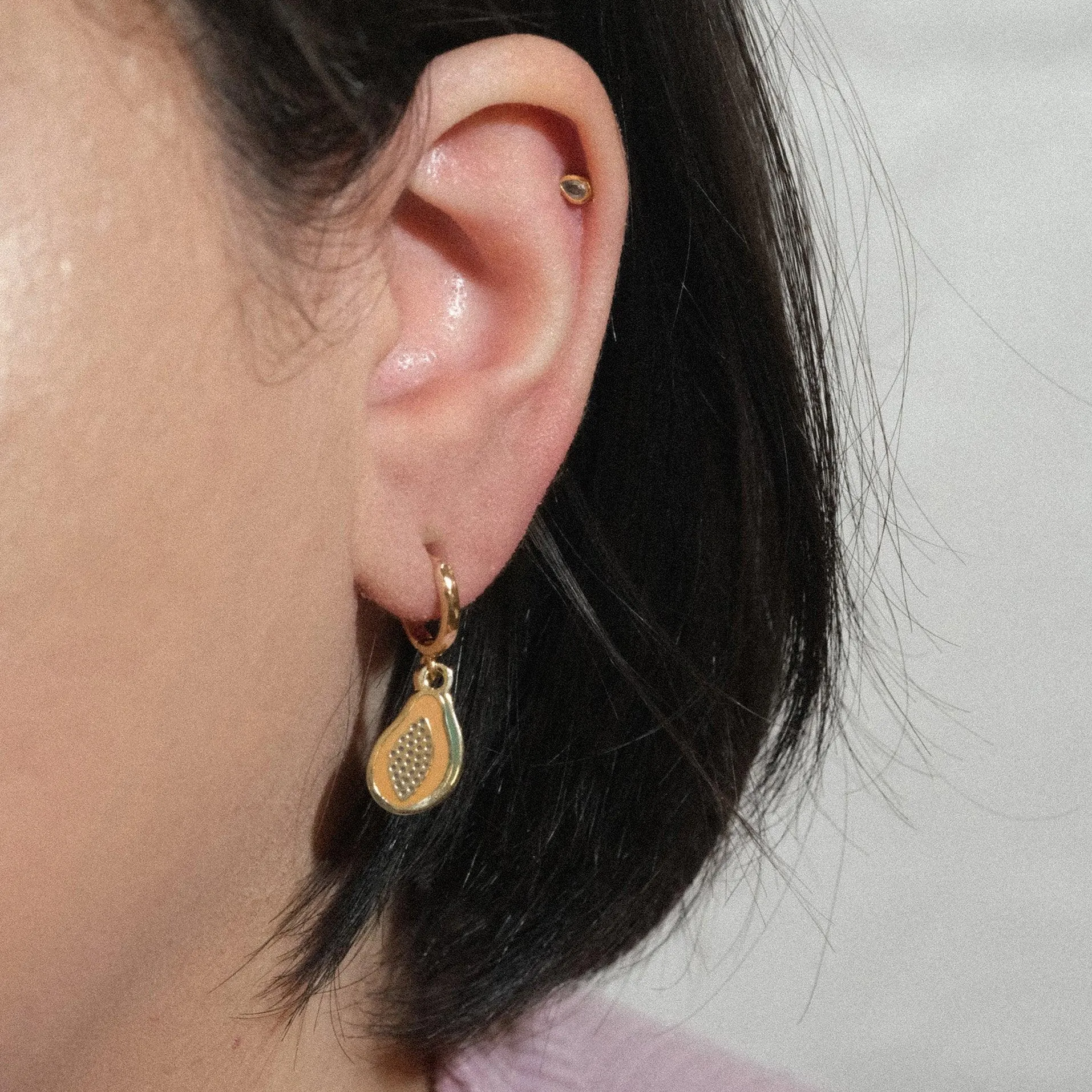 Papaya Huggie Hoop Earrings