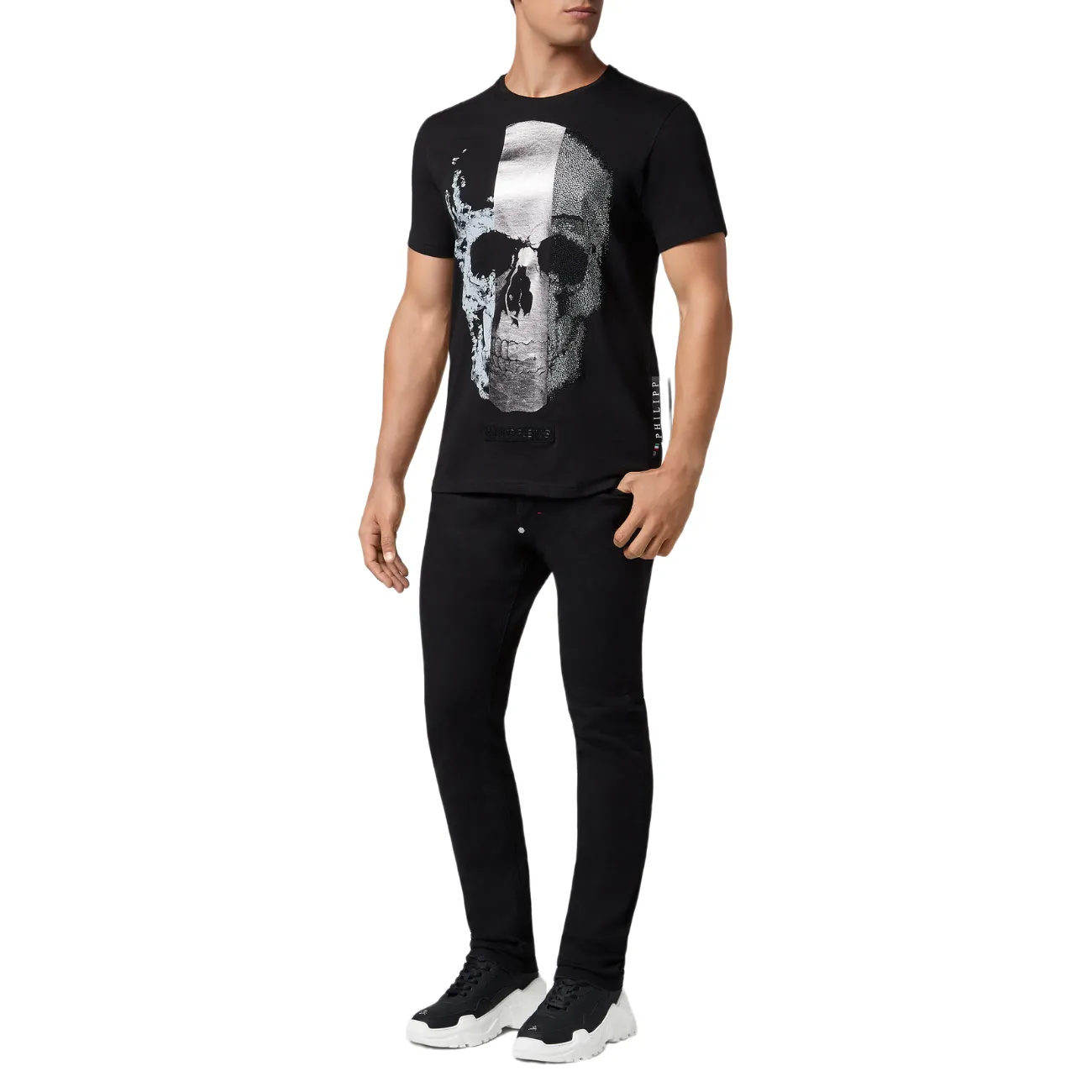 Philipp Plein Platinum Cut Round Neck Skull Men's T-Shirt