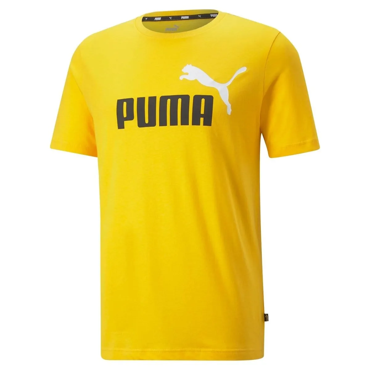 PUMA MEN'S ESSENTIALS  2 COLOUR LOGO YELLOW TEE