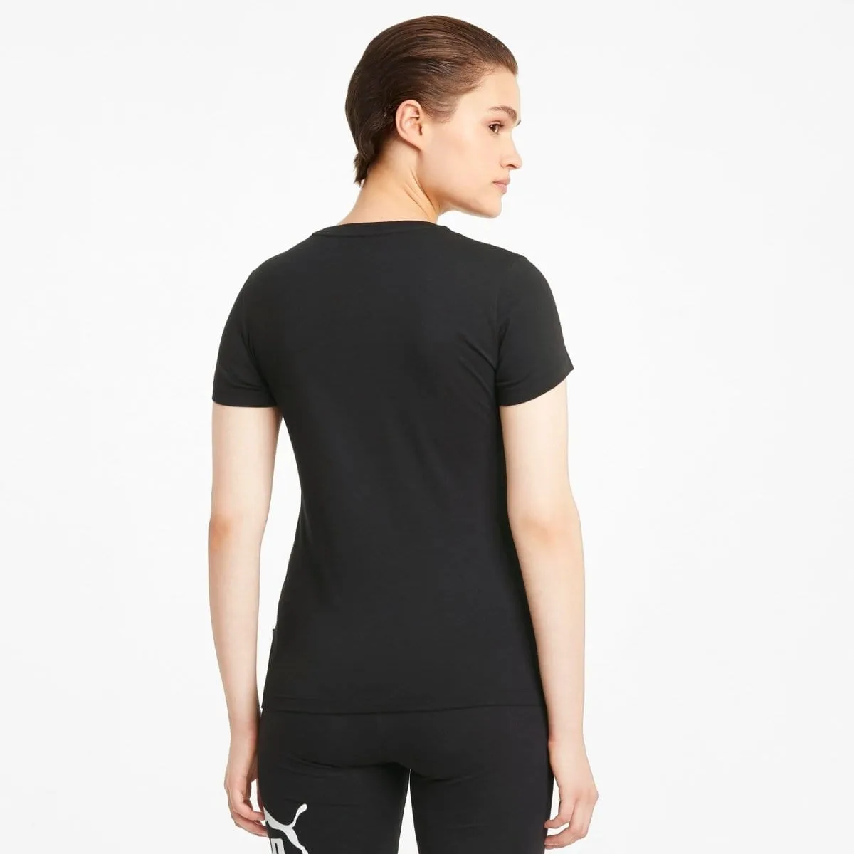 PUMA WOMEN'S ESSENTIALS LOGO BLACK TEE