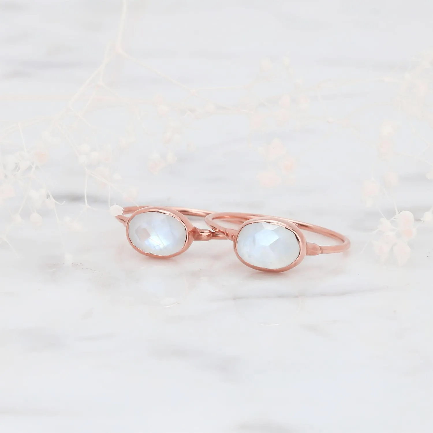 Rainbow Moonstone Ring in for Women, June Birthstone