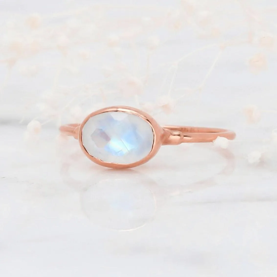 Rainbow Moonstone Ring in for Women, June Birthstone