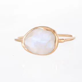 Rainbow Moonstone Ring in Rose Gold