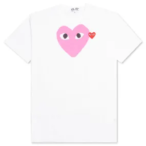 Red Emblem Heart T-Shirt - White/Pink