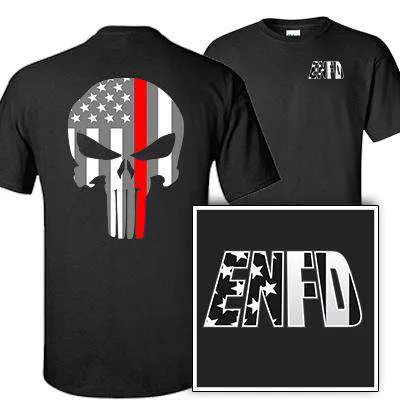 Red Striped Skull Design, Thin Red Line Firefighter Shirt