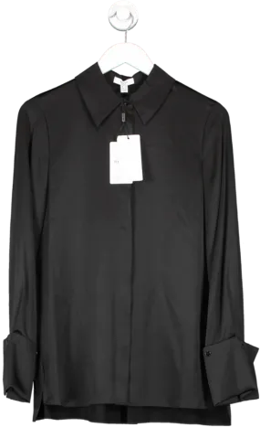 REISS Black Hailey Silk Shirt UK 8