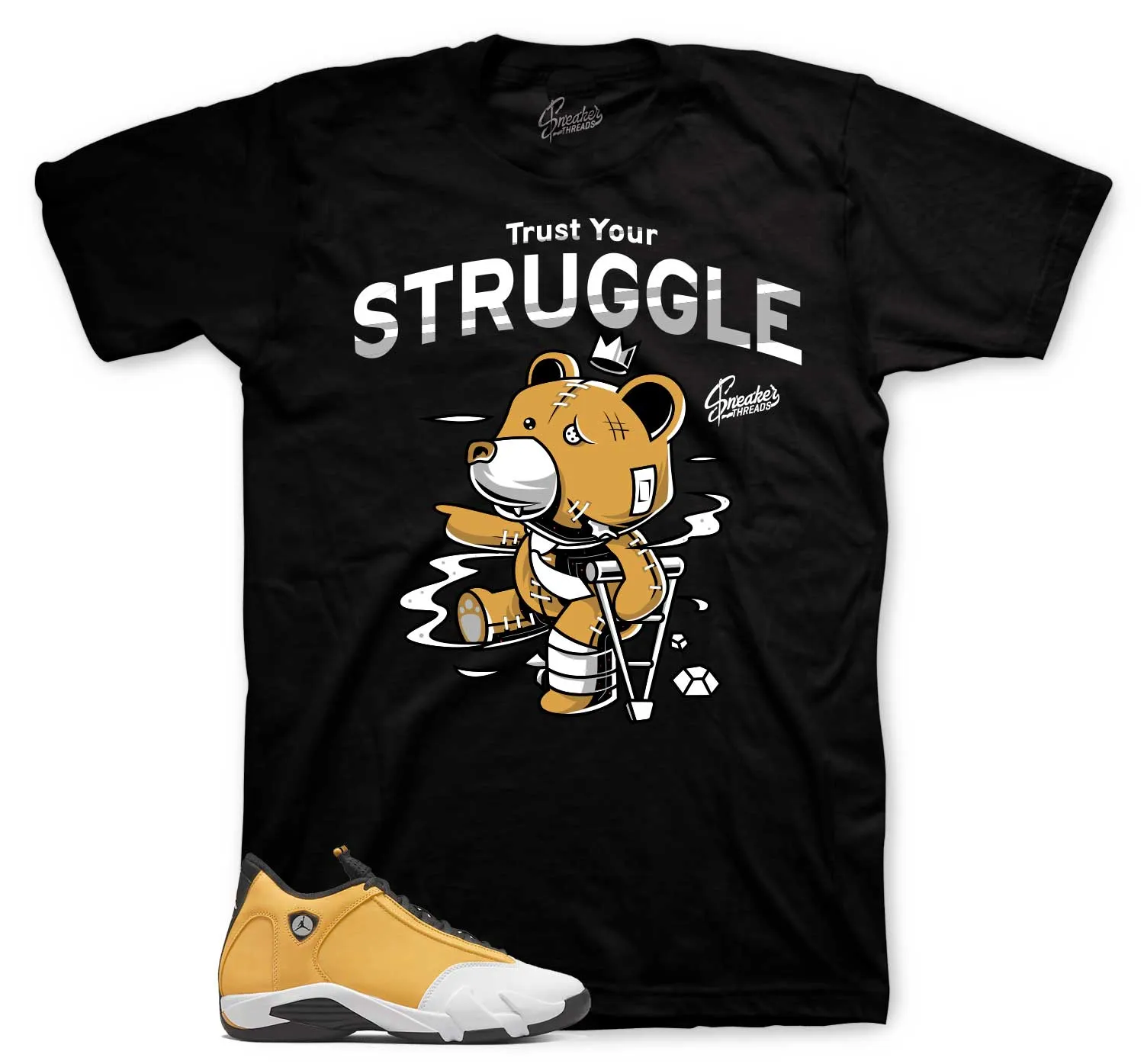 Retro 14 Light Ginger Shirt - Trust Your Struggle - Black