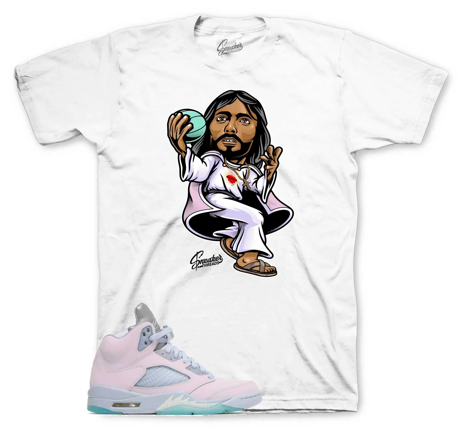 Retro 5 Regal Pink Easter Air Jesus Shirt