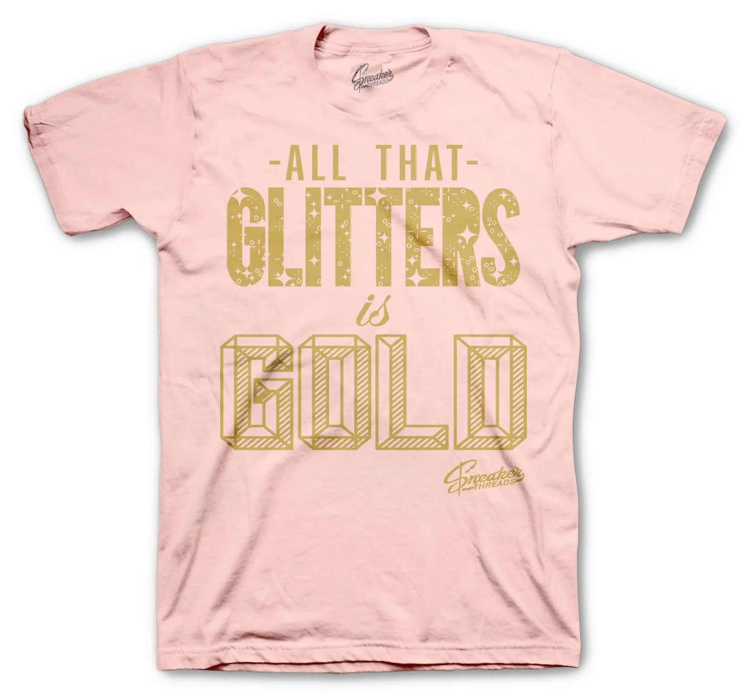 Retro 6 Gold hoops Shirt - Gold Glitters - Light Pink