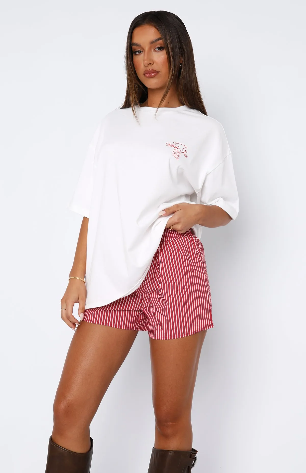 Show Me The World Oversized Tee White/Red