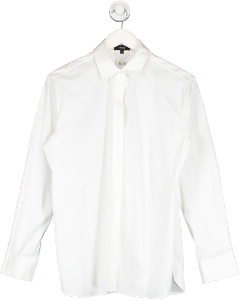 Theory White Cotton Blend Shirt UK S