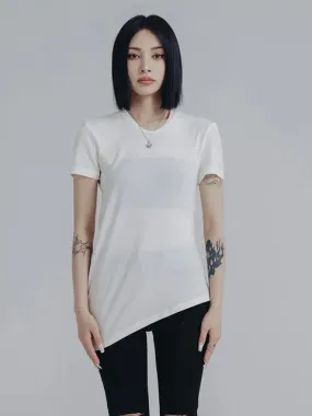 Wallcy Irregular Hem T-shirt - White