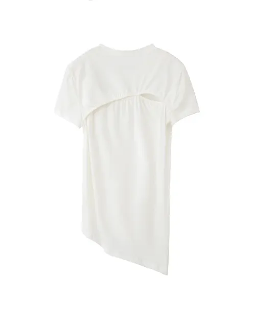 Wallcy Irregular Hem T-shirt - White