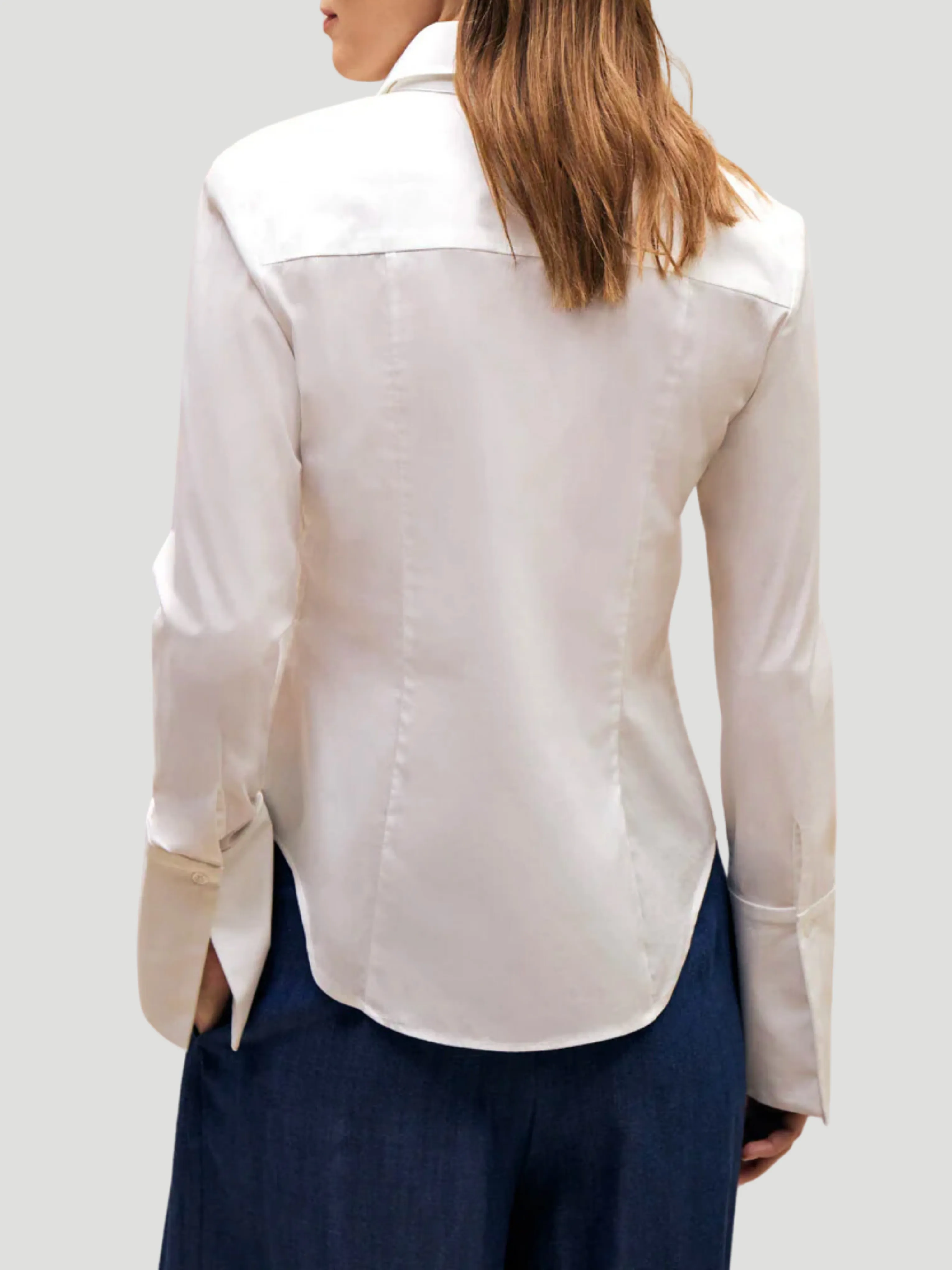 White Cotton Poplin Bessette Shirt