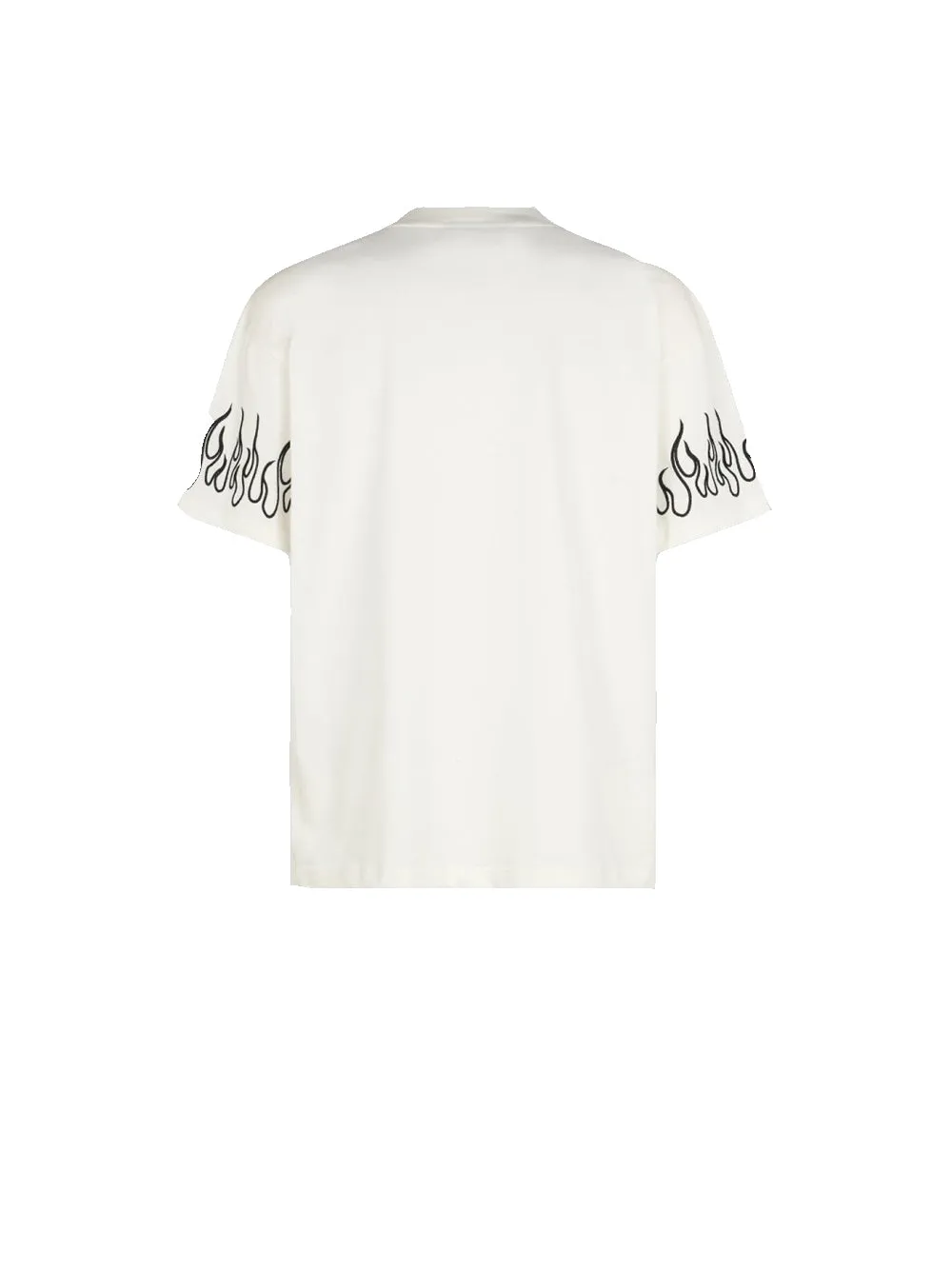 White T-Shirt Whit Black Flames