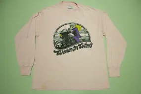 Women On Wheel Vintage 80's Harley-esque Pink Long Sleeve T-Shirt