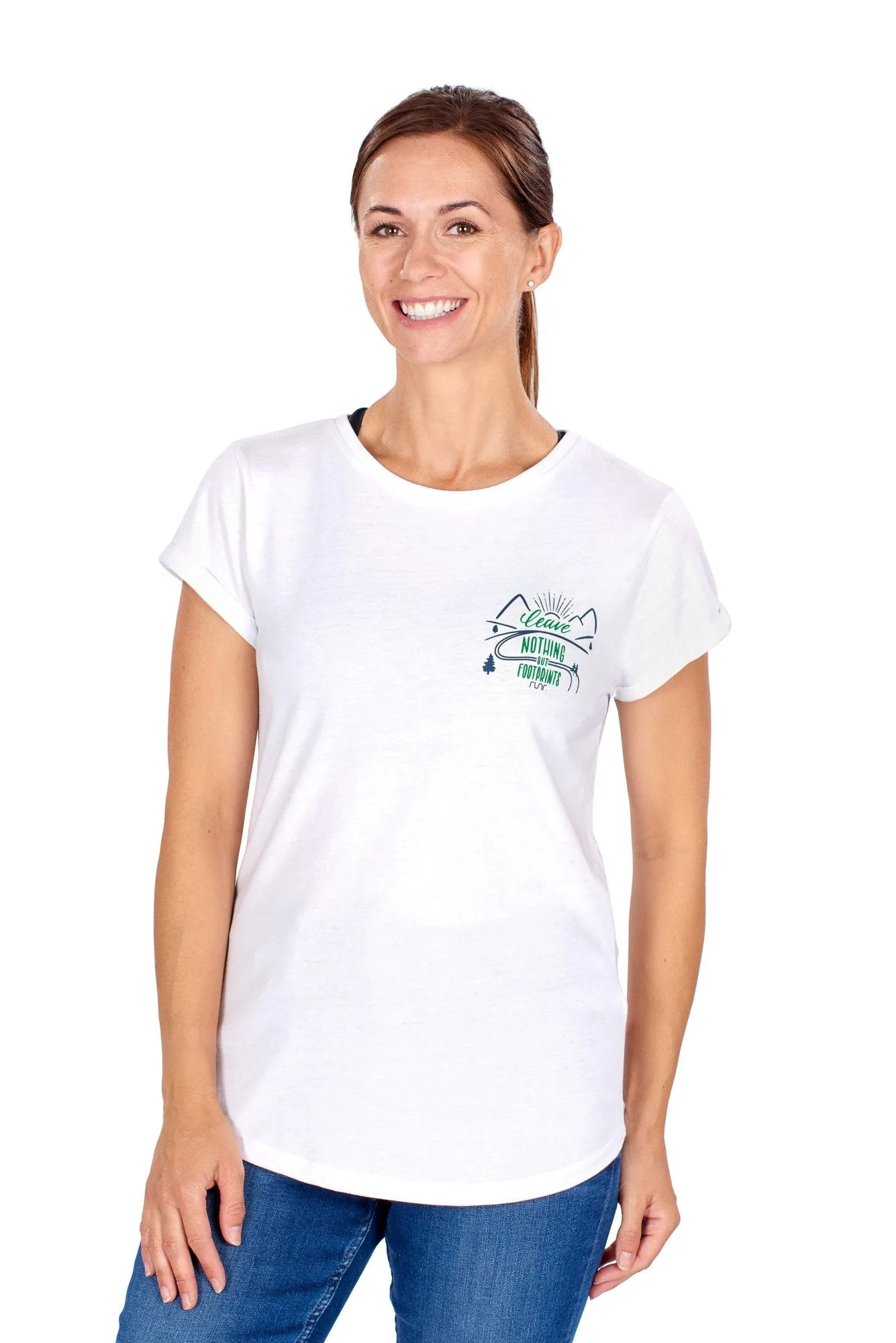 Women's 'Leave Nothing But Footprints' Runr T-Shirts - white