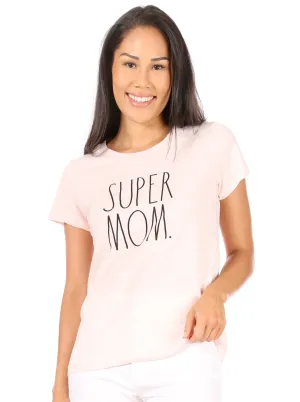 Women's "SUPER MOM" Short Sleeve Classic Slub T-Shirt