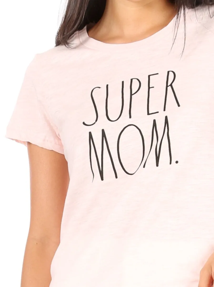 Women's "SUPER MOM" Short Sleeve Classic Slub T-Shirt