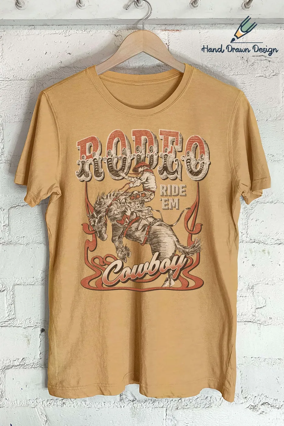 Women's RODEO COWBOY-HAND DRAWN Tee