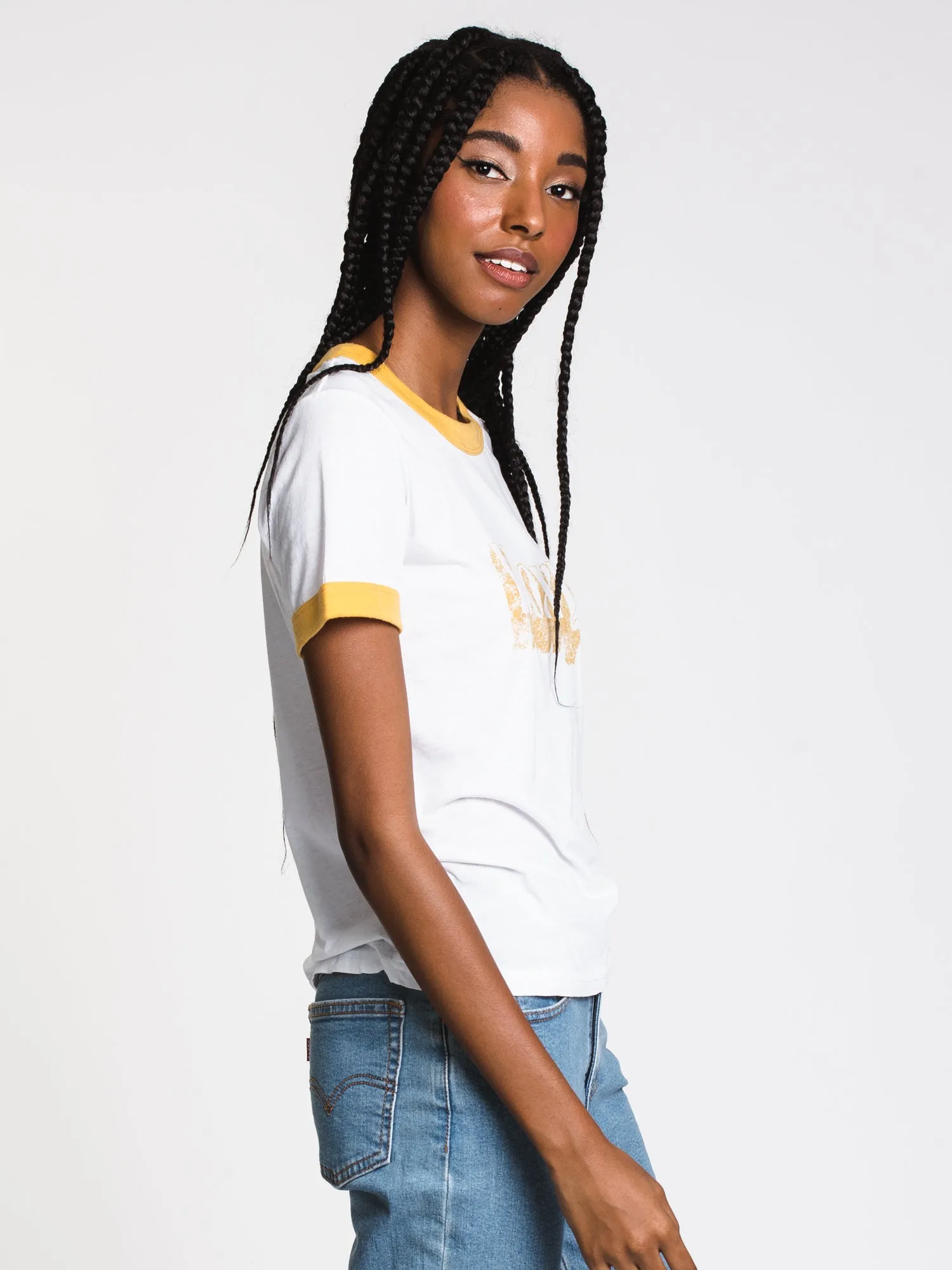 WOMENS SAND & SUN SHORT SLEEVE TEE - MARIGOLD - CLEARANCE