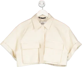 ZARA Beige Cropped Shirt With Pockets UK S