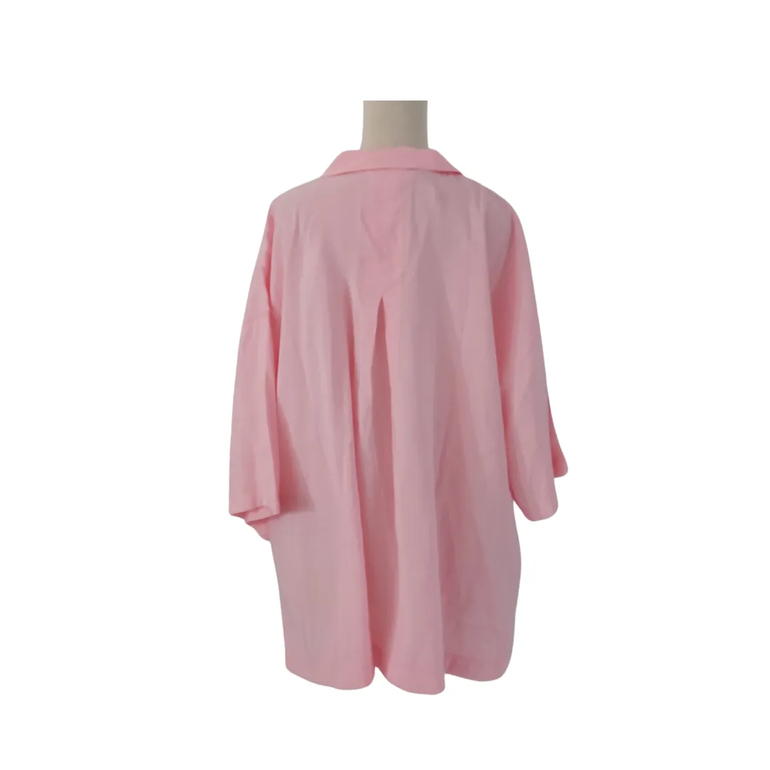 ZARA Pink Oversized Short Sleeve Collared Shirt | Pre loved |